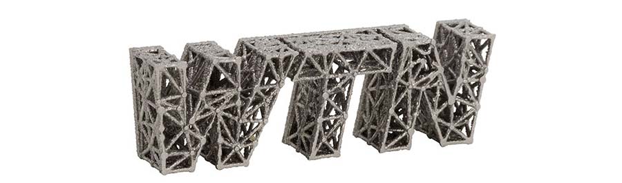 Mit 3D Metalldruck erstelltes Logo von Werkzeugtechnik Niederstetten WTN